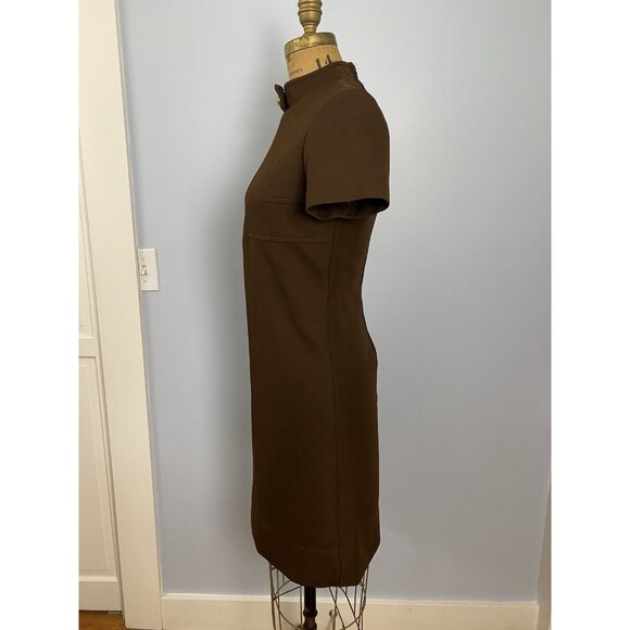 Vintage David Crystal Fashion Brown Short Sleeve Dress Size S 1960s Polyester - Picture 7 of 12
